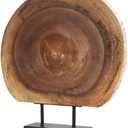 Deco 79 Wood Tree Handmade Decorative Sculpture Circular Slab Home Decor Statue with Black Metal Base, Accent Figurine 21" x 4" x 23", Brown