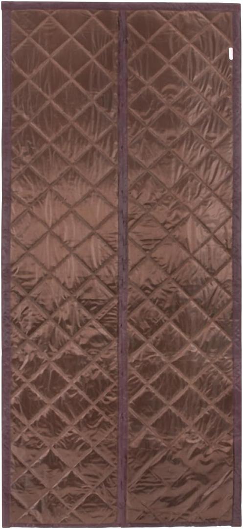 Magnetic Thermal Insulated Door Curtain Fit Door Size 36''  82'', Filled with Thicken Cotton, Center Opening Doorway Curtain Winter Waterproof Door Cover Keep Cold Draft Out, Coffee