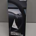 Nappa Leather Steering Wheel Cover Compatible with Tesla Model 3/Y 2016-2025 2026 Juniper/Highland, Non-Slip Breathable Model 3/Y Steering Wheel Protector, Black