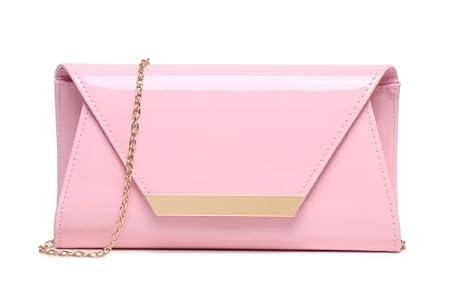 MUDUO Women Patent Leather Fashion Clutch Purses Evening Bag Handbag Christmas gift (Pink)