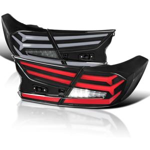 Spec-D Tuning Black LED Sequential Tail Lights w/White Light Bars and Startup Animation Compatible with 2018-2022 Honda Accord 4Dr Sedan, Left + Right Pair Assembly