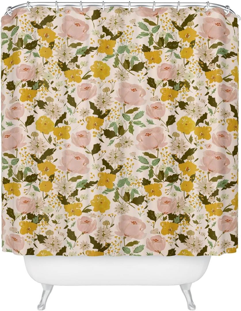 Society6 Shower Curtain - Bathroom Decor by Alison Janssen - Extra Long Fabric Shower Curtains for Bathroom, 72" x 69", Alice's Vintage Garden