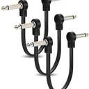 Aqdocvf 3 Pack Professional Guitar Patch Cables 6 Inch 1/4 TS Flat Ultra Thin Effect Guitar Pedal Patch Cables (RightAngle, Black) for Effect Pedal Instrument Cable, Maximize Pedalboard Space