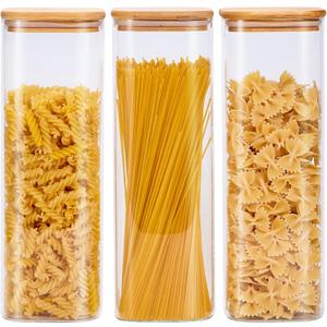 Square Glass Food Storage Jars with Lids[Set of 2], Perfect for Pasta, Cookies, Nuts, Coffee, Cereal, Flour, Organize Your Kitchen and Pantry with these BPA-Free Glass Jars with Canisters