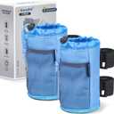 GEARV 2Pack Cup Holder for Bike, Scooter and Wheelchair, Water Bottle Holder for UTV/ATV, Walker, Golf Cart and Beach, Universal Drink Holder Accessories with Net Pocket and Cord Lock (Ocean Blue)