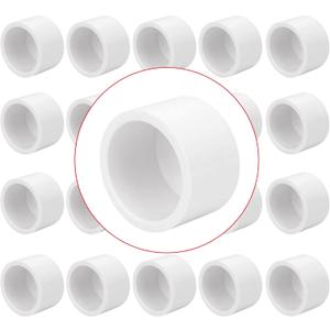20 Pack PVC Pipe End Cap Fitting 3/4 Inch PVC Pipe End Cap Plug Adapter, Schedule 40 Furniture Grade 3/4 in PVC Pipe Plug Socket Fittings for Build PVC Furniture DIY Garden Shelf
