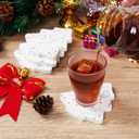 Christmas Tree Shaped Coasters Set of 4Heavy Duty Marble Drink Coasters for Coffee TableWhite Stone Round Cup CoastersUnique Christma Home Bar Essentials&Decor