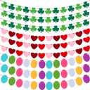 Geyoga Valentines Day Decorations, 9 Pcs Felt Heart Garland St. Patrick's Day Shamrock Garland Easter Egg Banner Decorations for Home, Mantel, Wall, Office