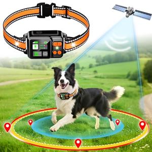 DJNFGQ GPS Wireless Dog Fence System, Electric Electric Dog Fence Using GPS Electric Satellite Technology, IPX7 Waterproof Rechargeable Design, GPS Dog Collar has 2 Modes Circular and Free-Form Fence