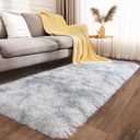 Ultra Soft Runner Rugs with Upgraded Non-Slip Rubber Backing & Thick Memory Sponge, 2x6 Feet Fluffy Shag Throw Area Rug for Bedroom Hallway Living Room Tie-dye Light Grey