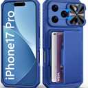 For iPhone 17 Pro Case Wallet with Card Holder (4-5 Cards), Slide Camera Cover, Military Grade Shockproof, Heavy Duty Rugged Women Men Phone Case for iPhone 17 Pro 6.3" 2025, Royal Blue
