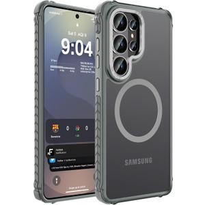 DEERLAMN Strong Magnetic Case for Samsung Galaxy S26 Ultra 6.9-Inch,[Compatible with Magsafe][Military Grade Drop Protection] Translucent Matte Shockproof Protective Phone Cover, Frosted Grey