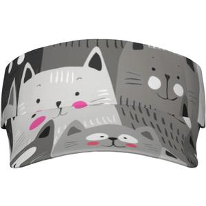 Potato Sport Sun Visor Hat Adjustable Summer Outdoor Travel Beach Ball Cap Empty Top Baseball Cap for Men Women (Gray)