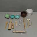 14pcs Sensory Bin Tool Sensory Tools for Boys and Girls Fine Motor Skill Toys Wooden Tong Spoons Bowls Plate Hammer Magnifying Glass and Rolling Pin for Transfer Work and Fine Motor Learning