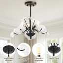Luvkczc Black Chandelier,Vintage Flower Glass Pendant Light Fixture,Mid Century Ceiling Light Fixture for Dining Room, Kitchen, Living Room, Bedroom Hallway Porch,3 Lights