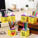 Sherr 6 Pcs Back to School Teacher Gifts Inspirational Acrylic Pen Holders, Pencil Shaped Pencil Cups for First Day of School Teachers Office Classroom Organization