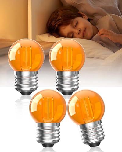Bonlux G40 LED Low Watt Light Bulb,2W E26 Amber Bulb Equivalent 20 Watt, Low Lumen Light Bulb 2000K Dim Soft Warm Light for Bedroom Bathromm Accent Lighting(4 Pack,Non-Dimmable)