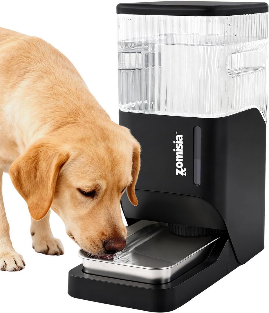 ZOMISIA Automatic Dog Water Dispenser 11L with Stainless Steel Bowl, Gravity Extra Large Capacity Water Bowl for Large-Sized Dogs, 3 Gallon Pet Waterer 100% BPA Free, Black