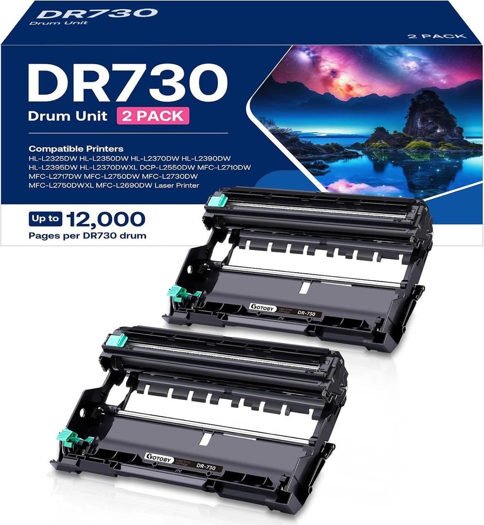 DR730 Drum Unit Replacement for Brother DR730 DR-730 DR 730 Compatible with HL-L2395DW HL-L2370DW HL-L2350DW HL-L2390DW MFC-L2710DW MFC-L2750DW DCP-L2550DW Printer(2 Drum, NOT Toner)
