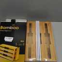 3 in 1 Wrap Organizer with Cutter and Labels, Plastic Wrap, Aluminum Foil and Wax Bamboo Dispenser for Kitchen Storage Organization Holder for 12" Roll (Natural)