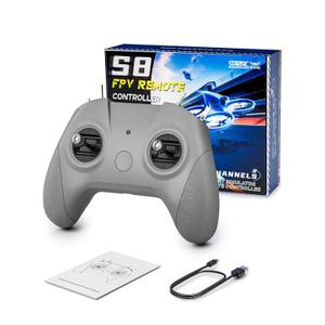 FLYDrone S8 Pro Drone Simulator Controller for FPV Beginner Pilots Training, 8 Channel Metal Joystick, Supports for DJI Virtual Flight/DRL/Uncrashed/Liftoff/DCL/VelociDrone/ Aerofly RC 10/RealFlight/Phoenix RC , Mode 2 (Grey)