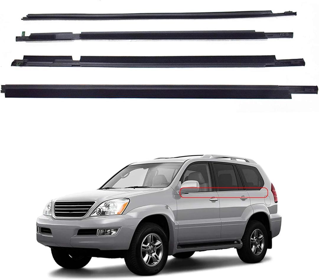munirater Weatherstrip Window Moulding Trim Seal Belt Replacement for 2003-2009 Land Cruiser Prado and GX470