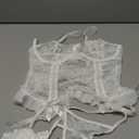 WDIRARA Women's Sexy Lingerie Set Floral Lace Garter Bustier Lingerie Set with 1Pair Fishnet Stocking, S