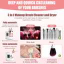 3 IN 1 Electric Makeup Brush Cleaner,Automatic make up brush cleaner machine with Makeup Brush Dryer,Portable USB Deep Cleaning for All Size Beauty Makeup Brush Set,Blush Brush,Sponges