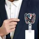 USA 250th Anniversary Badge Reel Bald Eagle and American Flag with Eagle Badge Reel Retractable Clip, Cute Gifts for Nursing Student Medical Worker Teacher Doctor