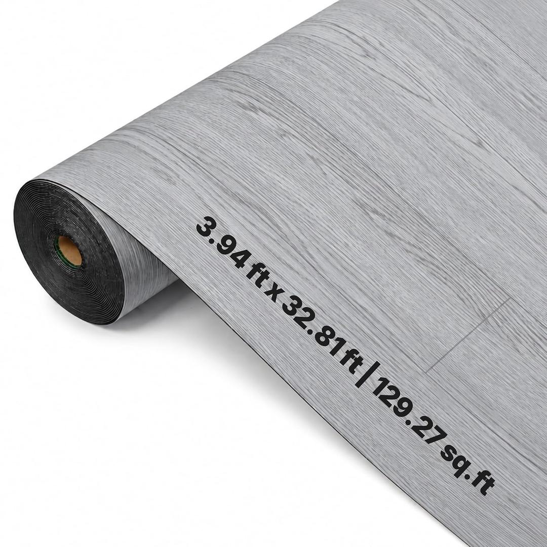 Vinyl Flooring Roll 129.27 sq.ft, 3.94'W x 32.81'L, Self Adhesive