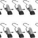 Boot Hangers for Closet, Laundry Hooks with Clips, Boot Hanging Hold Clip, Space Saving Portable Travel, Clip Hangers for Pants Hats Socks Gloves (10, Black)