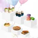 Large Buffet Risers Set of 4, 16"x8"x5" Display Stands, White Acrylic Food Risers for Party, Dessert Table, and Catering, Nesting and Stackable Display Risers