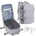 vivatote Vacuum Compression Travel Backpack with Pump, Travel Vacuum Bags Flight Approved Waterproof Personal Item Carry on Backpacks with Shoe Compartment/17inch Laptop Compartment/USB Port, Grey