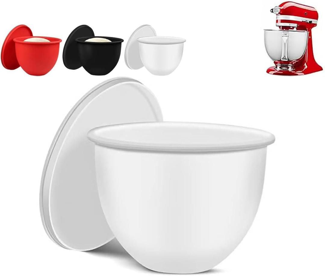5 Quart Bowls for KitchenAid Mixer with Silicone Bowl Liners, For Food Prep in Home Kitchens, Wide-Temperature Durable Design with Storage Lids, Great for Home Cooks (white)