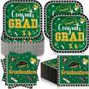 Zhehao 72 Pcs 2026 Graduation Plates and Napkins Set Serve 36, Green and Gold Graduation Party Supplies, 7" Square Congrats Grad Paper Plates and Napkins Class of 2026 Disposable Dinnerware Decoration