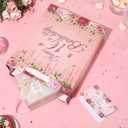 Floral 16th Birthday Gift Bag with 16th Birthday Wrapping Paper and Greeting Card Pink Flower 16 Treat Candy Goodies Paper Bag with Handle for Girls Happy 16 Bday Decorations Party Favor Supplies