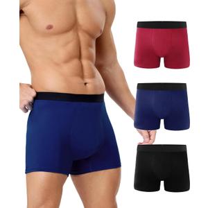 YESWEL Men's Incontinence Underwear, Leak Proof Washable Reusable Cotton Boxer Brief, Heavy Flow Bladder Leak 3 Pack (Multicolor, Small)