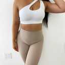 RUNNING GIRL Womens One Shoulder Sports Bras Workout Left Strap Yoga Bras Cute Medium Support Crop Top (White, M)