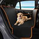 KITPLUS Dog Car Seat Cover for Pets Waterproof Seat Cover Hammock Nonslip Durable 600D Heavy Duty Scratch Proof Soft Back Seat Covers for Cars Trucks and SUVs (Orange&Black)