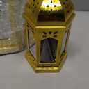 Threan 2 Pcs Ramadan Lantern Lights, 6.9" & 11" Golden LED Ramadan Eid Decorations with Star and Moon Pattern, Hanging Lights for Muslim Home, Patio, Table, Wedding Centerpieces Islamic Festival Decor