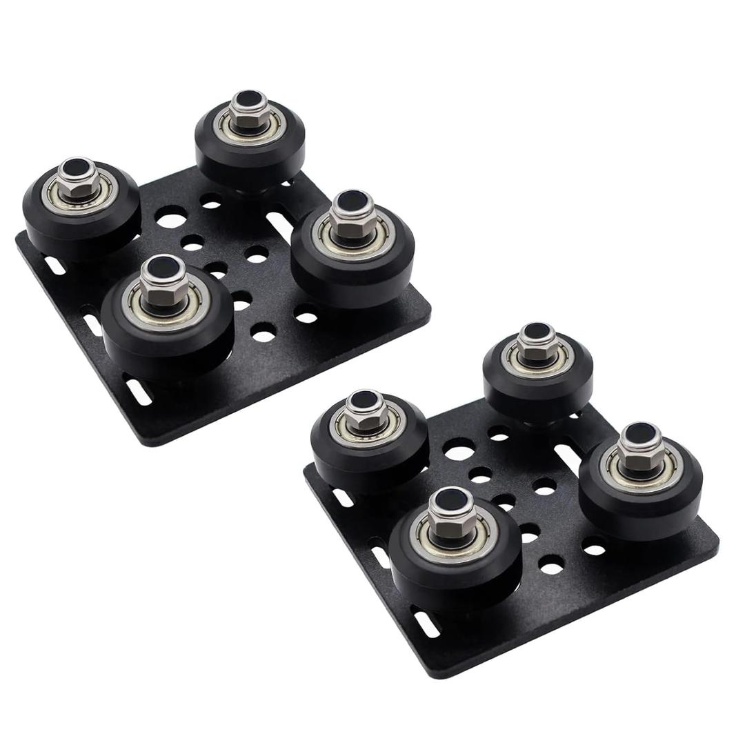 V Slot Gantry Plate,POM Wheels Set with Plate for Aluminum Extrusion 2Pack (2020-4Wheel)