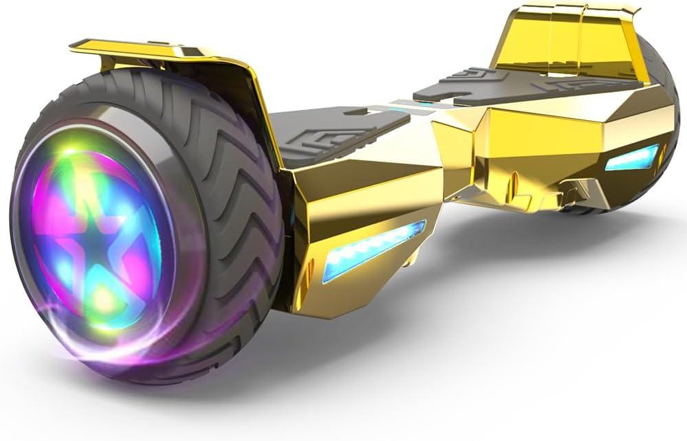 SUNDERWELL Electric Hoverboard for Kids with Flashing Wheels, Dual 200W Motors Hover Board with 6.5" All Terrain Tire, 6 Miles Max Range, Self Balancing Scooter Supports Up to 165 lbs (Gold)