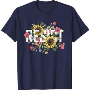 Resist Message Women Resistance Feminist Retro Vintage T-Shirt (Small, Navy)