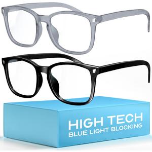 livho High Tech Blue Light Glasses - Advanced 99% Blue Light Blocking Computer Glasses - Anti Eyestrain & UV Glare Protection (*B10 Light Black+clear Grey)