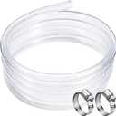 DAVCO 3/4" ID - 100 ft Clear Vinyl Tubing, Low Pressure Flexible PVC Tube, Heavy Duty UV Chemical Resistant Lightweight Plastic Vinyl Hose, BPA Free and Non Toxic, with 2 Stainless Clamps