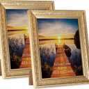 Edenseelake 8x10 Picture Frames Set of 2, Vintage Gold Photo Frame 8 by 10 for Tabletop or Wall Display