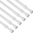 6PCS Small Tension Curtain Rod 16 to 28 Inch,White Short Curtain Rods No Drilling,Loaded Expandable Spring Curtain Rods for Windows Kitchen,Closet,Cupboard,Door,Bookshelf