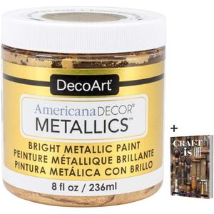 Americana Decor Metallics 24K Gold Paint - 8oz Metallic Gold Acrylic - Multi Surface for Arts, Home, Wall Decor & Gilding