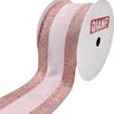 Rose Gold Wired Ribbon Satin with Glitter Edge, 2.5 Inch x 10 Yards Rose Gold Christmas Ribbon for Tree Decoration Garland Wreath Bow Making Gift Wrapping Home Decor