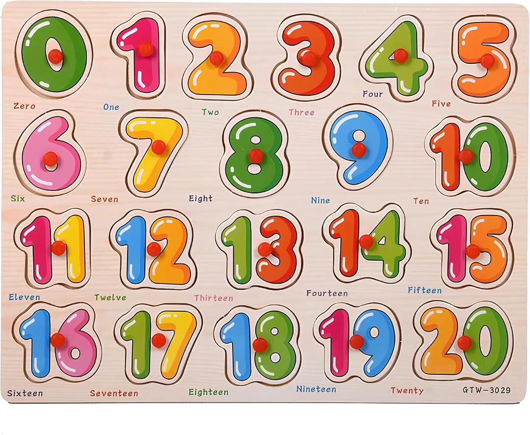 Wooden Number Puzzle for Toddlers 3+ Years Old  Montessori Counting & Math Learning Toy with Board & Blocks, Educational Preschool Gift for Boys & Girls